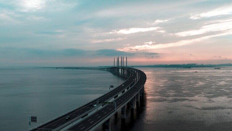 航拍延时-青岛胶州湾跨海大桥