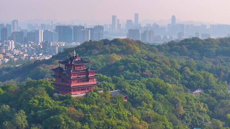 杭州城隍阁景区航拍上城区风景风光素材40