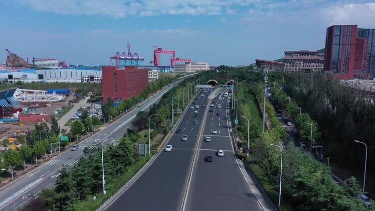 航拍-胶州湾海底隧道