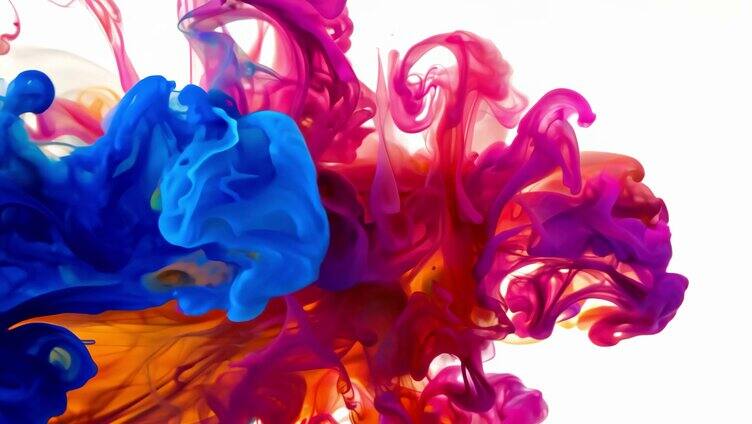 彩色水墨 抽象水墨艺术流动碰撞 舞台背景
