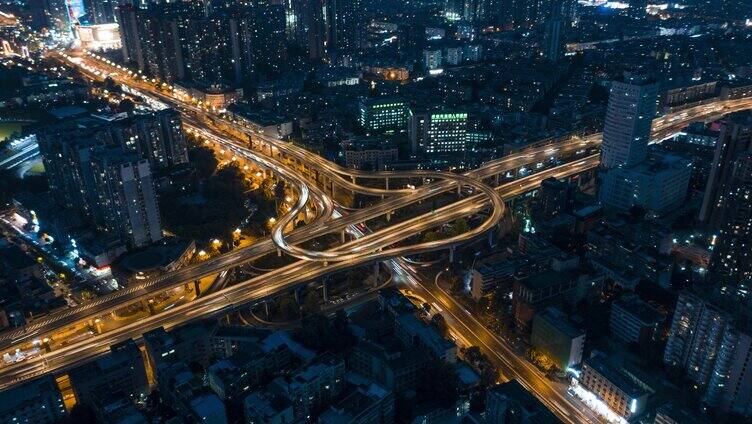 营门口立交夜景_夜_环绕_航拍延时