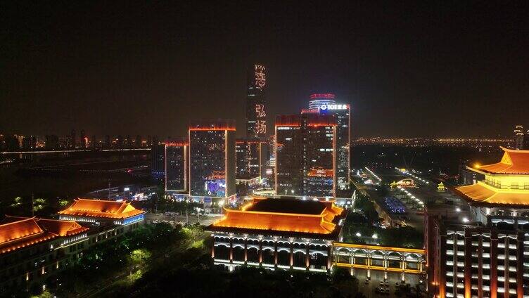 厦门集美区集美市民公园集美塔航拍夜晚夜景