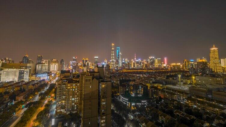 上海全貌日落日转夜