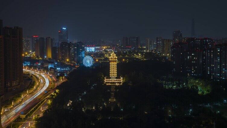 成都塔子山公园九天楼夜景