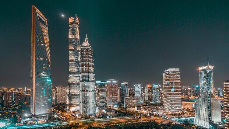 上海都市CBD夜景三件套夜景