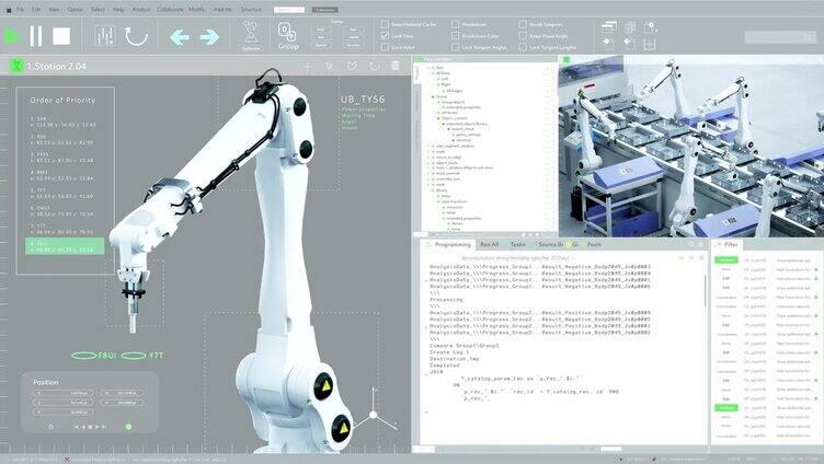 模拟用户界面机器人手臂工厂生产制造