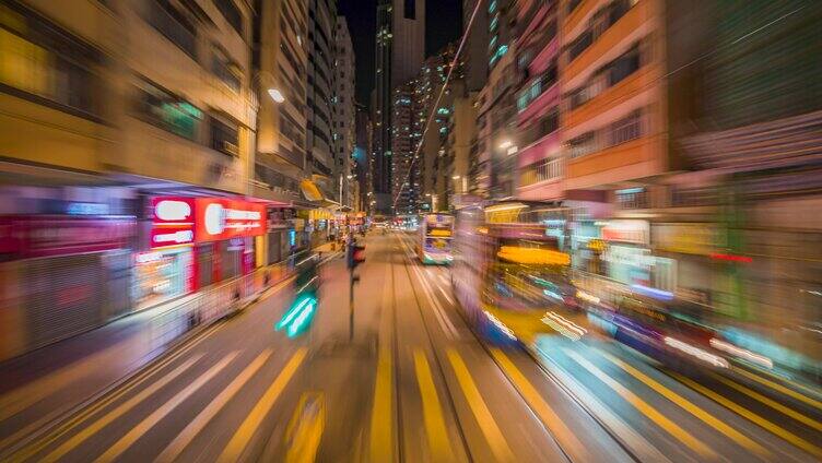 香港街景叮叮车延时_叮叮车第一视角夜景