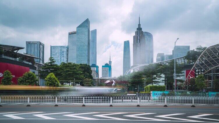 广州 天环广场 珠江新城 车流云流延时