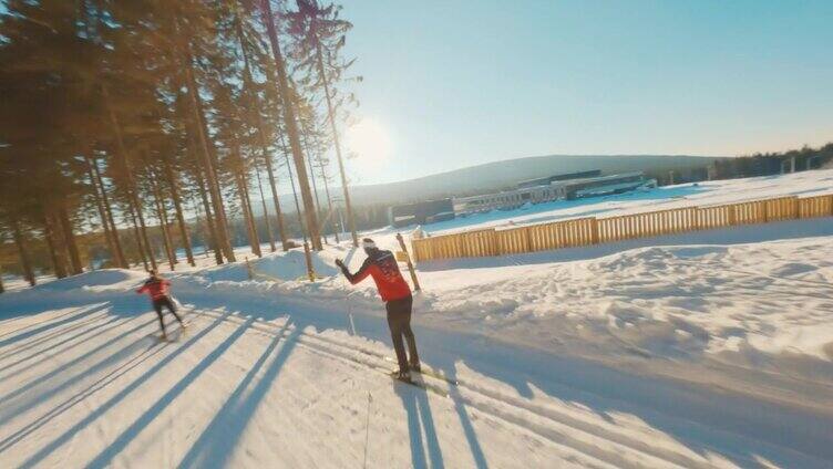 FPV无人机航拍雪域松林景观