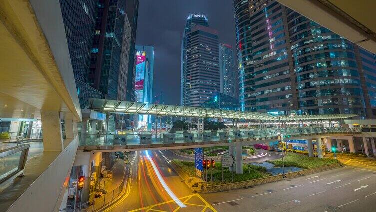 香港天桥延时_香港夜景车流延时夜景延时