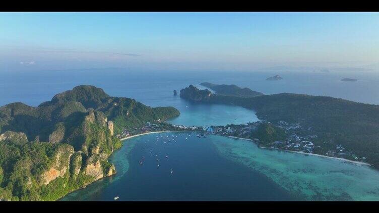 鸟瞰菲菲岛，美丽的海滩，泰国地标。