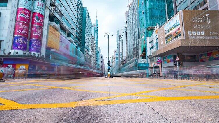 香港弥敦道_香港红绿灯车流日景固定延时