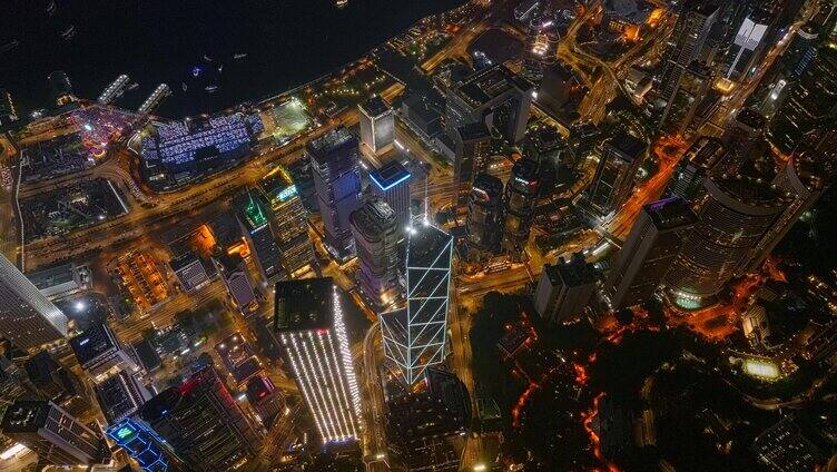 香港中银大厦夜景航拍视频