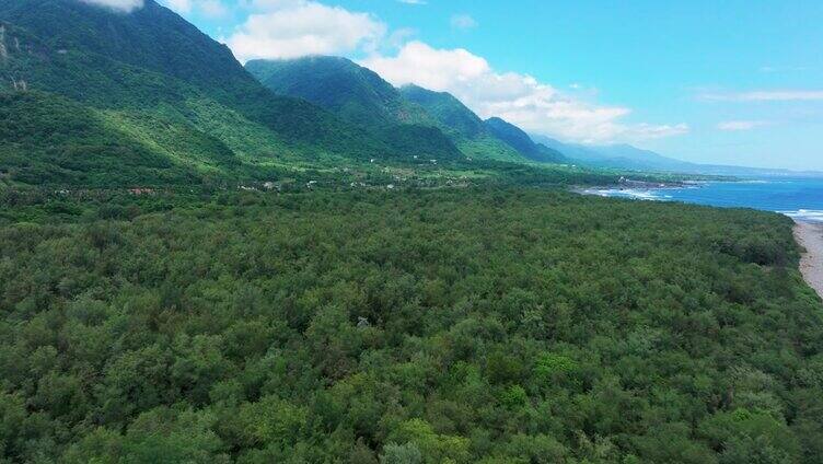 鸟瞰台湾台东的海岸线和海滩。