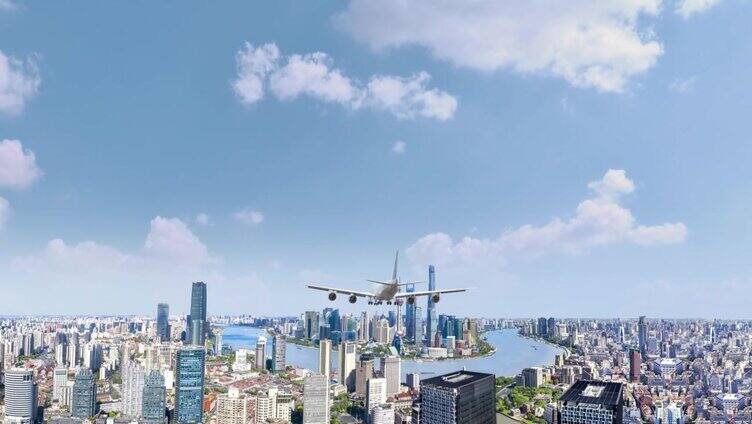 中国上海客机起降。飞机的概念