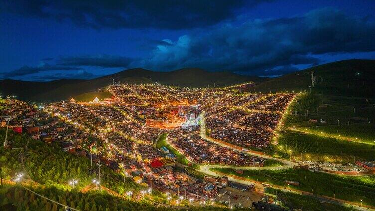 色达色达佛学院夜景