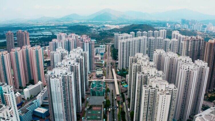 无人机俯瞰香港公共屋村