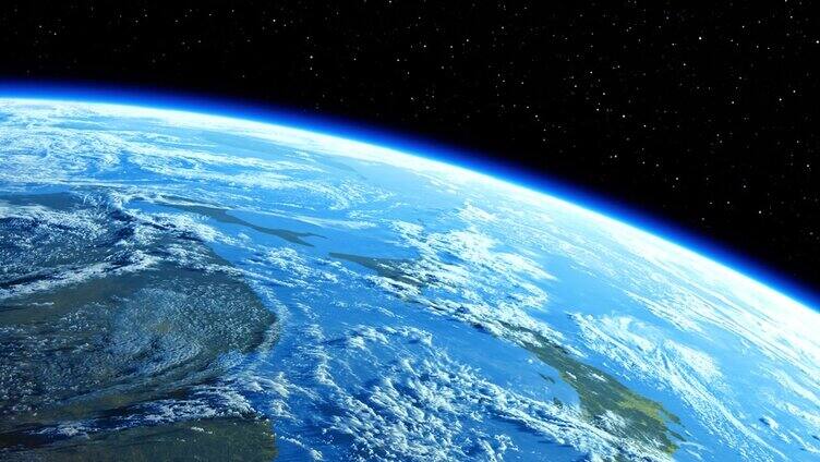 超逼真的地球日出。从太空看地球