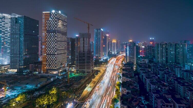 黄埔大道_车流夜景延时