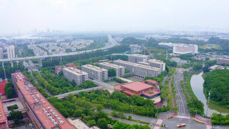 广州大学城航拍视频