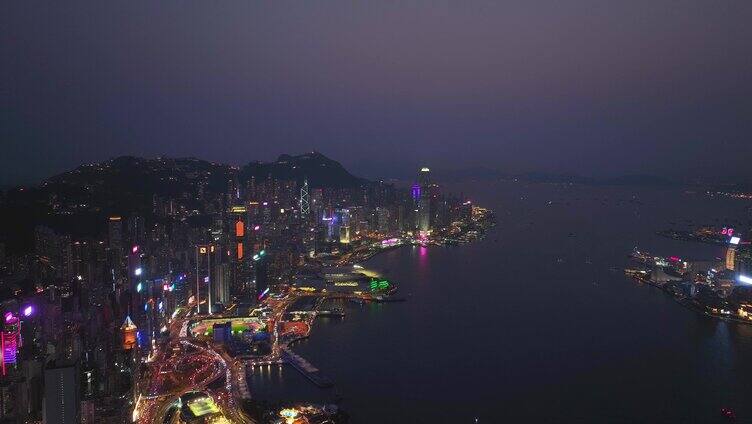 右环绕香港夜景航拍视频