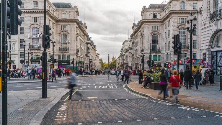 英国伦敦市中心街头人流