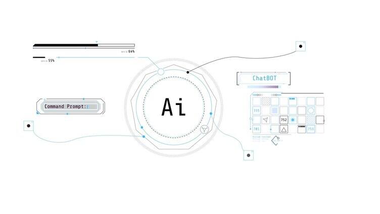 生成式人工智能数据处理的信息图表动画。