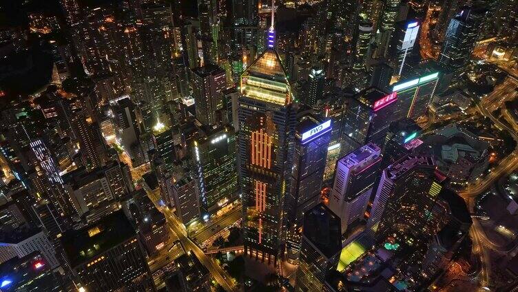 香港中环广场夜景航拍视频