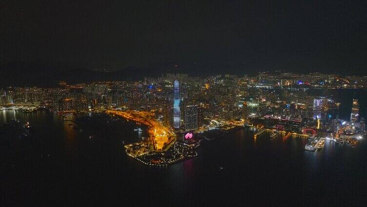 环绕香港天际100夜景航拍视频