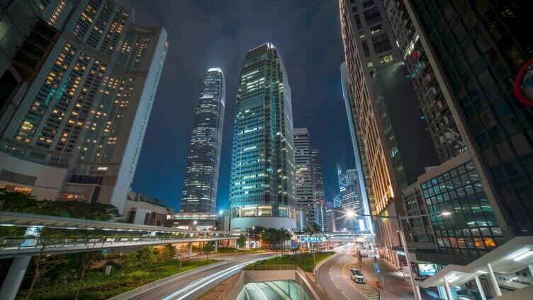 香港IFC_香港国际金融中心夜景固定延时