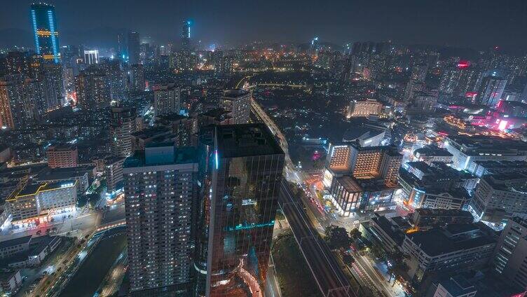 深圳_布吉河_广深铁路_老街夜景延时