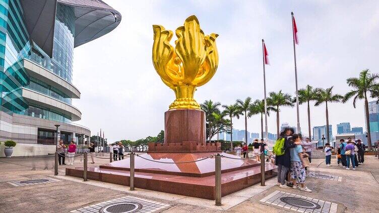 香港金紫荆广场日景固定延时