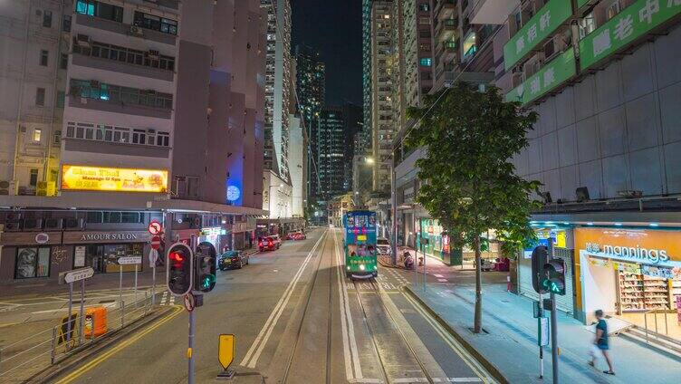 香港叮叮车夜景