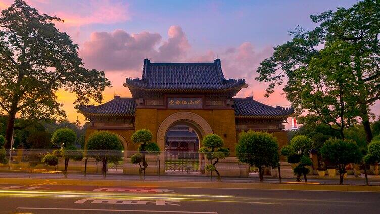 广州_中山纪念堂门口_日转夜大范围延时