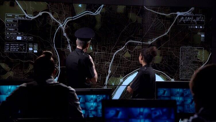保安在电子地图上追捕歹徒