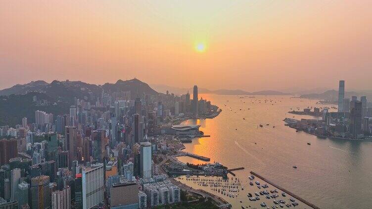 直飞香港维多利亚港航拍日景视频