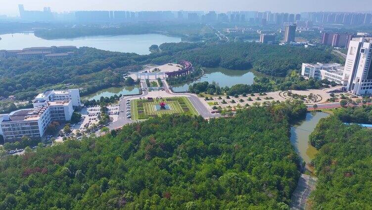 江西南昌大学前湖校区校园航拍风景风光素材