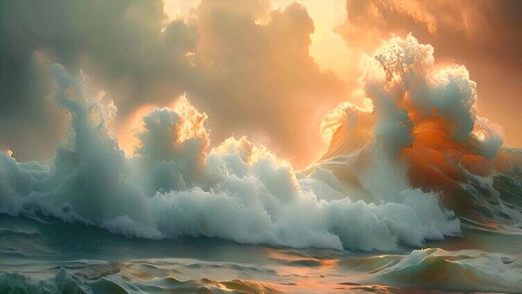海洋海边海浪唯美巨浪浪花
