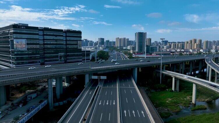 航拍-青岛城市立体桥道路