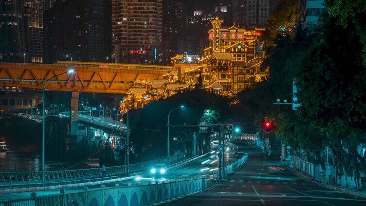 洪崖洞夜景_嘉陵江滨江路