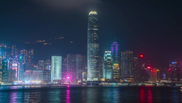 香港国际金融二期夜景_香港夜景固定延时