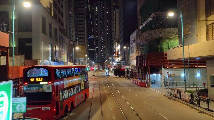 香港叮叮车第一视角夜景视频