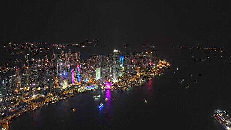 香港城市大景夜景航拍
