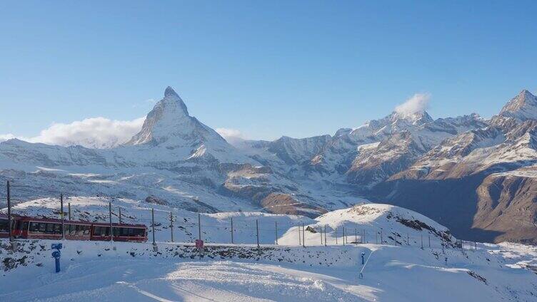 Gornergrat bahn Matterhorn铁路通往山顶站。瑞士阿尔卑斯山。