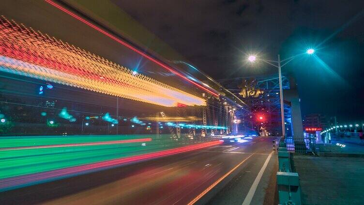 广州_海珠桥_海珠广场夜景_航拍延时