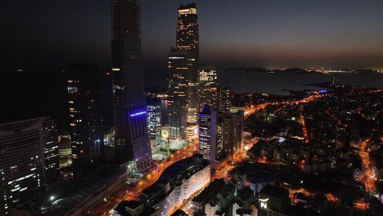 航拍-海天一线内透夜景