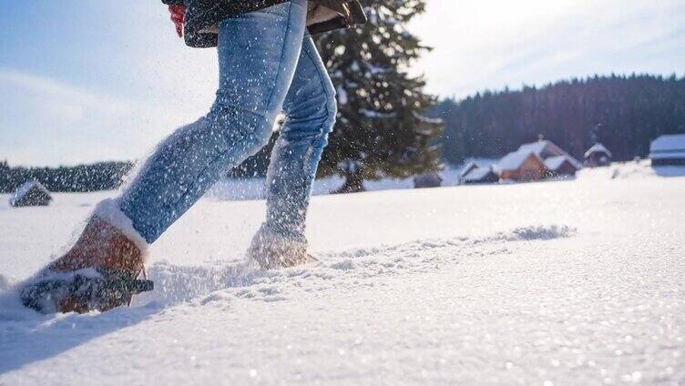 穿着雪鞋探索壮丽的冬季景观