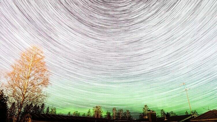 星星和北极光在芬兰，斯堪的纳维亚半岛