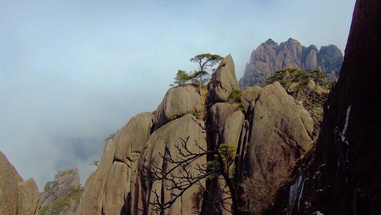 黄山风景区壮观山顶云海延时唯美风景视频素