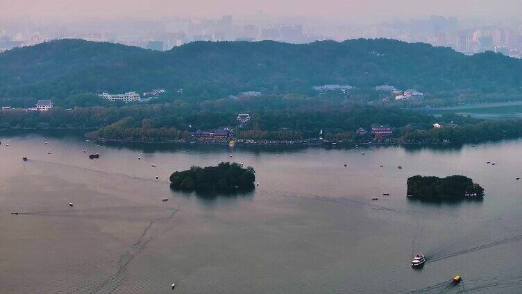 唯美杭州西湖美景大自然风光航拍杭州风景景